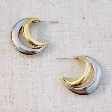 Two Toned Paired Hoop Earrings