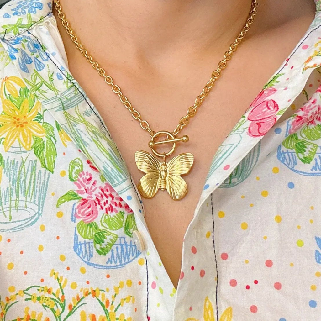 Vintage Butterfly Solo Toggle Necklace
